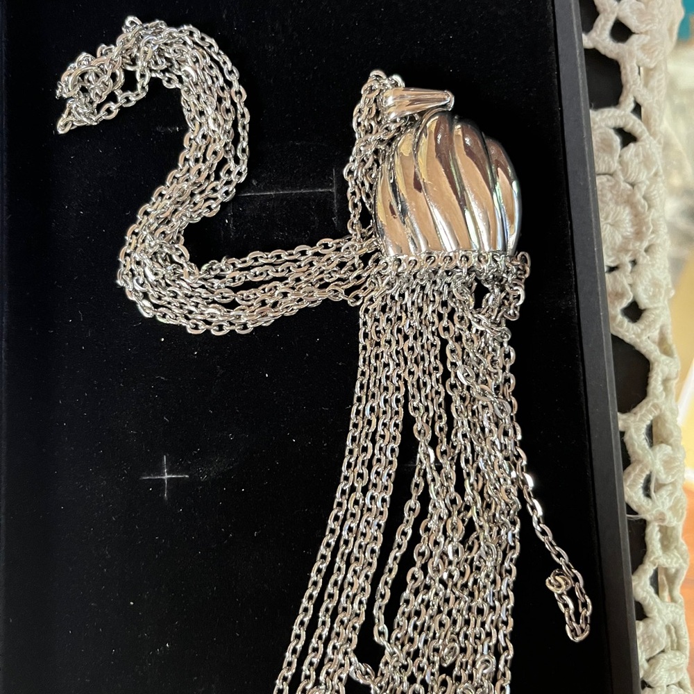 Dramatic Silver Tassel Necklace - image 4